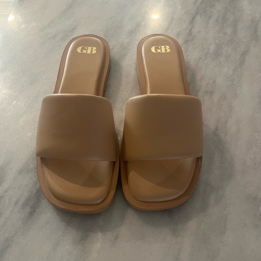 GB Tan Slide Sandals